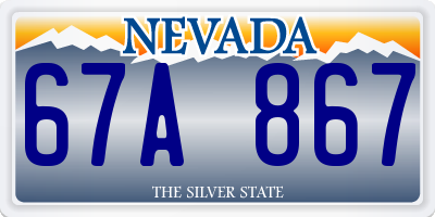 NV license plate 67A867