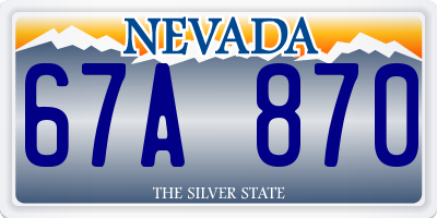 NV license plate 67A870