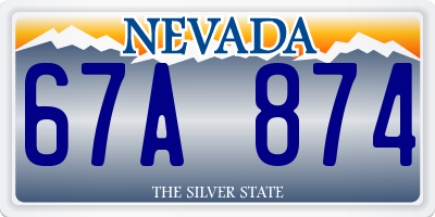 NV license plate 67A874