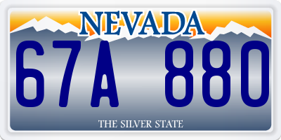 NV license plate 67A880