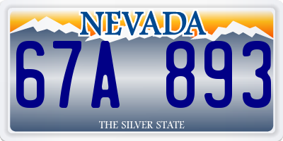 NV license plate 67A893