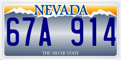 NV license plate 67A914