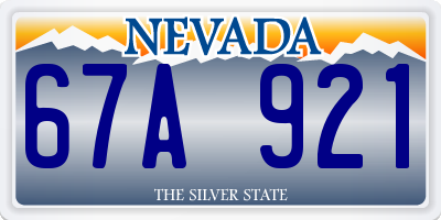 NV license plate 67A921