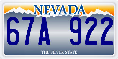 NV license plate 67A922