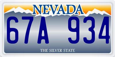 NV license plate 67A934