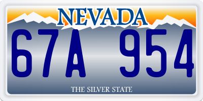 NV license plate 67A954