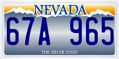 NV license plate 67A965