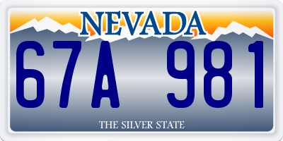 NV license plate 67A981