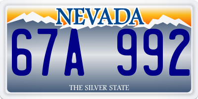 NV license plate 67A992