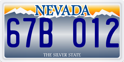 NV license plate 67B012
