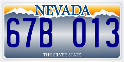 NV license plate 67B013