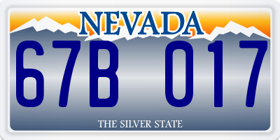 NV license plate 67B017