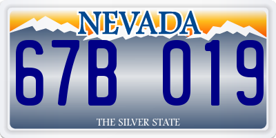 NV license plate 67B019
