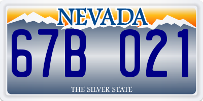 NV license plate 67B021