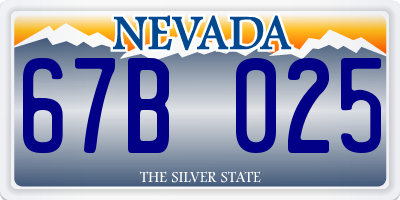 NV license plate 67B025