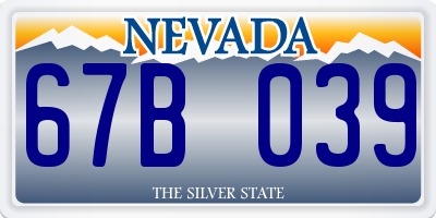 NV license plate 67B039