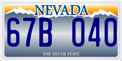 NV license plate 67B040