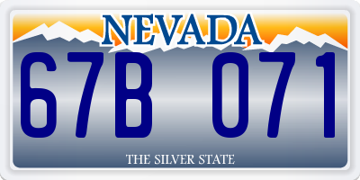 NV license plate 67B071