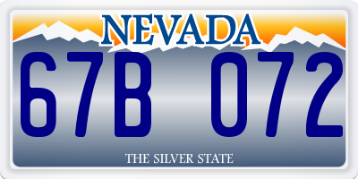 NV license plate 67B072