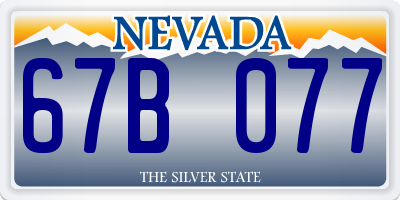 NV license plate 67B077
