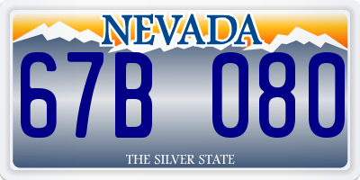 NV license plate 67B080