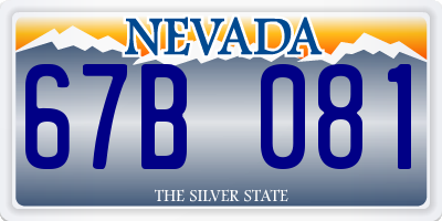 NV license plate 67B081