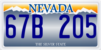 NV license plate 67B205