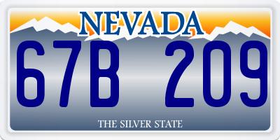 NV license plate 67B209