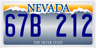 NV license plate 67B212