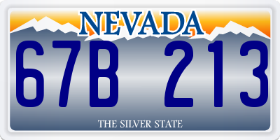 NV license plate 67B213