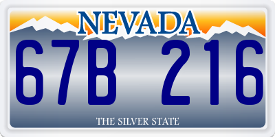 NV license plate 67B216