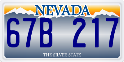 NV license plate 67B217