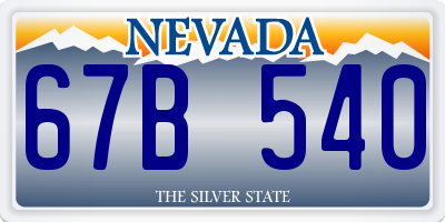 NV license plate 67B540