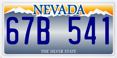 NV license plate 67B541