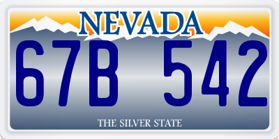 NV license plate 67B542