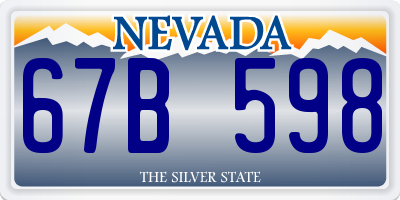 NV license plate 67B598