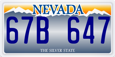 NV license plate 67B647