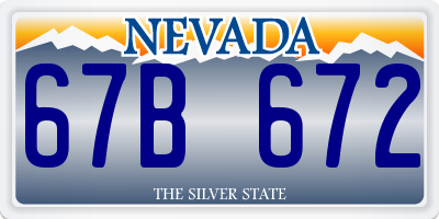 NV license plate 67B672