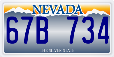 NV license plate 67B734
