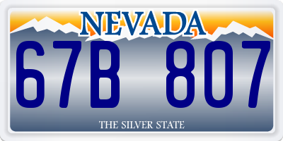 NV license plate 67B807
