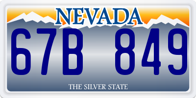 NV license plate 67B849