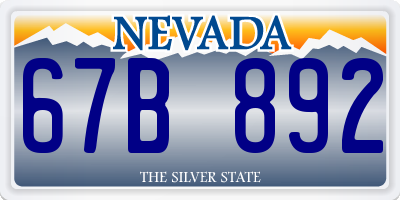 NV license plate 67B892