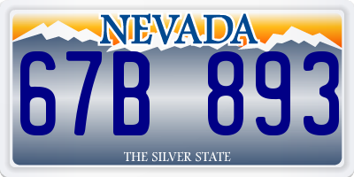 NV license plate 67B893