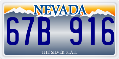 NV license plate 67B916