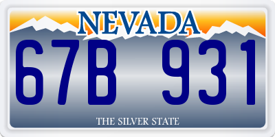 NV license plate 67B931