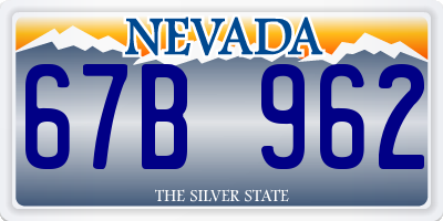 NV license plate 67B962