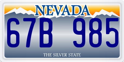 NV license plate 67B985