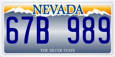 NV license plate 67B989