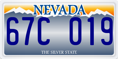 NV license plate 67C019