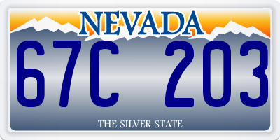 NV license plate 67C203